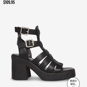 Steve Madden Kiona black leather platform sandals